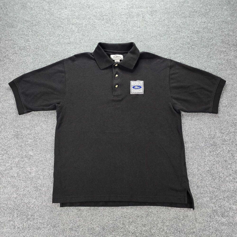 Ford Polo Shirt Mens Large Black Short Sleeve Embroidered Built Tough Work Wear
